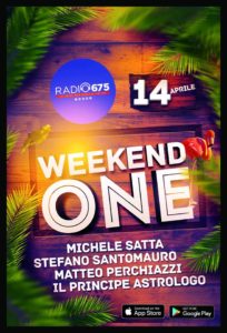 Weekend One radio program poster 14th April 2018